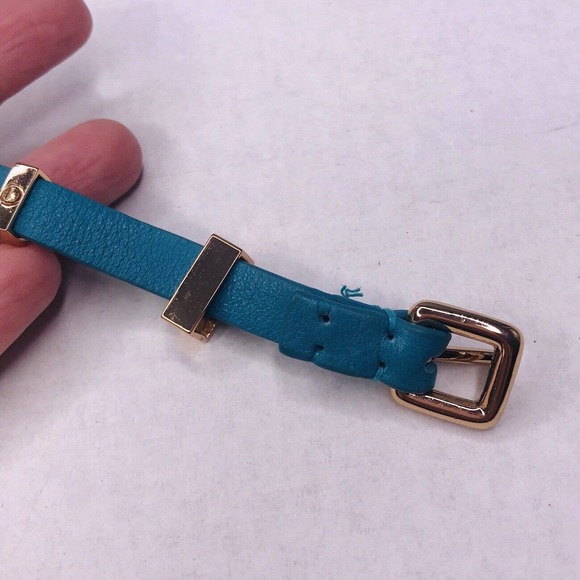Marc by Marc Jacobs Teal Blue Leather Bracelet Gold Belt ID Tone **FLAW - Picture 7 of 8